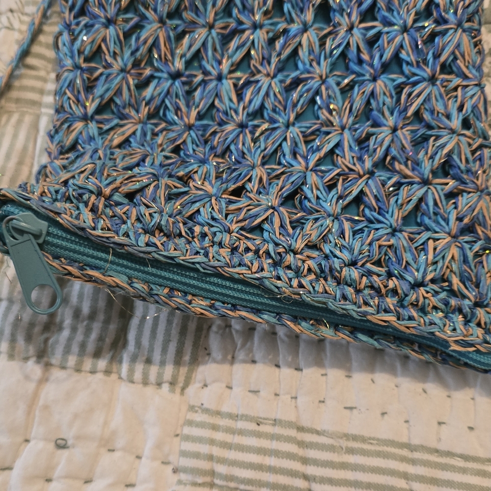 Blue Woven Crossbody Bag - Picture 4 of 5